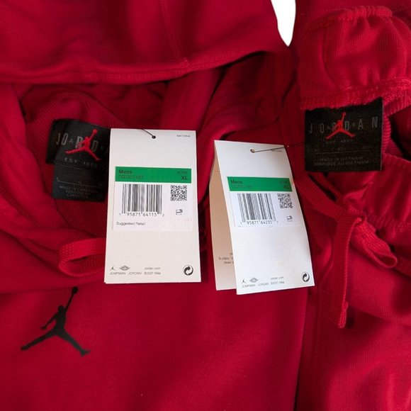 Air Jordan Men's 2 PC Tracksuit Dri-fit Fleece Matching Outfit Set Gym Red NWT - Picture 14 of 15